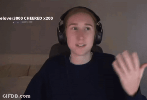 A Person Wearing Headphones With The Word Cheered On The Bottom Right GIF