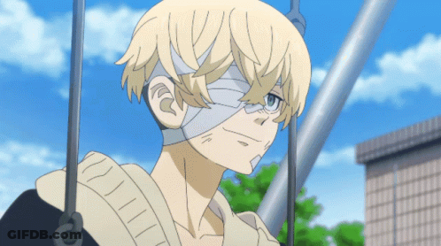 A Person With A Bandage On Their Eye Is Smiling GIF