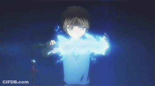 A Person With A Blue Light Coming Out Of Their Chest GIF