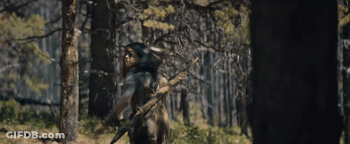A Person With A Bow And Arrow In A Forest GIF