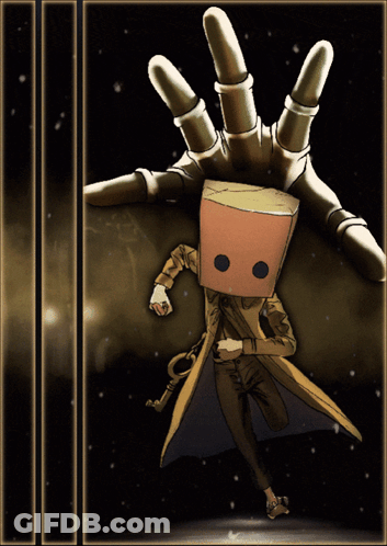 A Person With A Cardboard Box On Their Head GIF