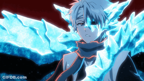 A Person With A Scarf Around Their Neck Is Surrounded By Blue Ice GIF