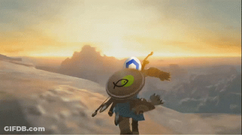A Person With A Shield With A Fish On It Is Standing In The Snow GIF