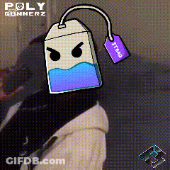 A Person With A Tea Bag On Their Head With A Tag That Says ' Strange ' GIF