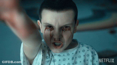 A Person With Blood Coming Out Of Their Eyes And A Netflix Logo GIF