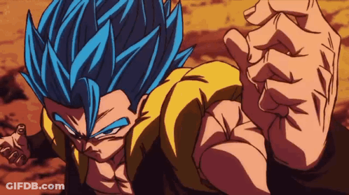 A Person With Blue Hair And A Yellow Jacket GIF