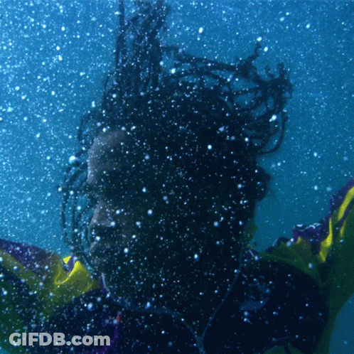 A Person With Dreadlocks Is Swimming Underwater GIF