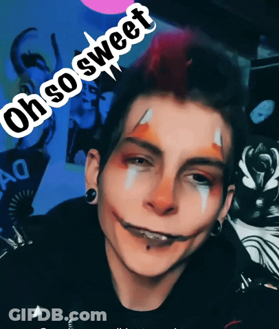 A Person With Makeup On Their Face And The Words Oh So Sweet On Top GIF