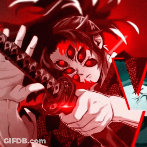 A Person With Red Eyes Holding A Sword GIF