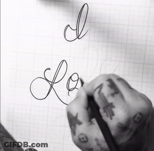 A Person With Tattoos On Their Fingers Is Writing The Word Love GIF
