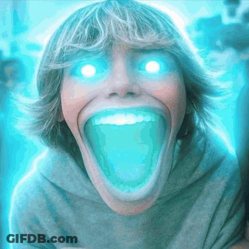 Person With Glowing Eyes And Open Mouth GIF