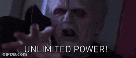 A Person With Their Mouth Open And The Words " Unlimited Power " Written On The Bottom GIF