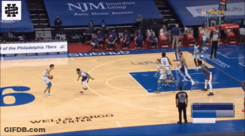 A Philadelphia 76Ers Basketball Game Is Being Played At The Wells Fargo Center GIF
