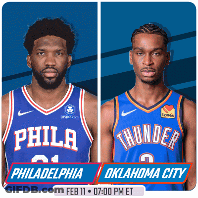 A Philadelphia And Oklahoma City Basketball Game Is Scheduled For Feb 11 At 07:00 Pm Et GIF