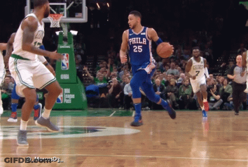 A Philadelphia Basketball Player Is Dribbling A Basketball GIF
