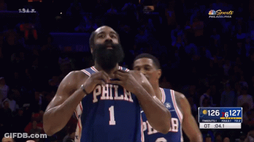 A Philadelphia Basketball Player Is Giving A Thumbs Up During A Game GIF