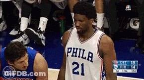 A Philadelphia Basketball Player Stands On The Court During A Game GIF