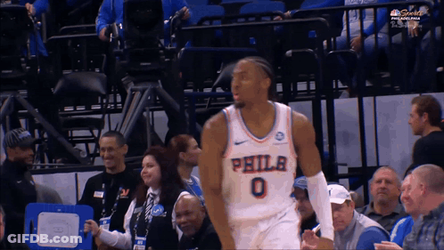 A Philadelphia Basketball Player Wearing Number 0 GIF
