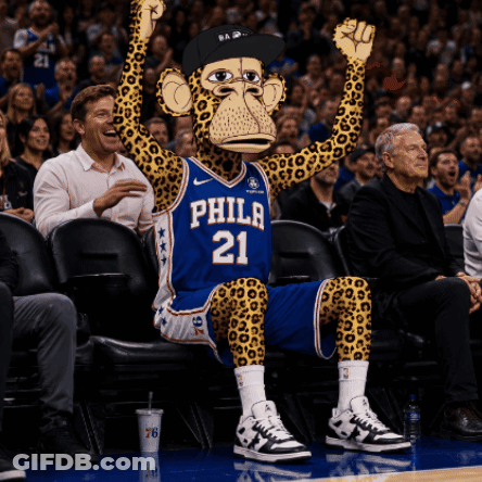A Philadelphia Basketball Player With A Monkey Mask On GIF