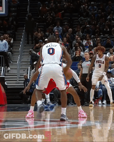 A Philadelphia Basketball Player With The Number 9 On The Back Of His Jersey GIF