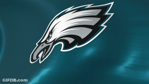 A Philadelphia Eagles Logo Is Shown On A Blue Background GIF
