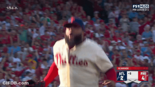 A Philadelphia Phillies Pitcher Throws A Pitch During A Game GIF