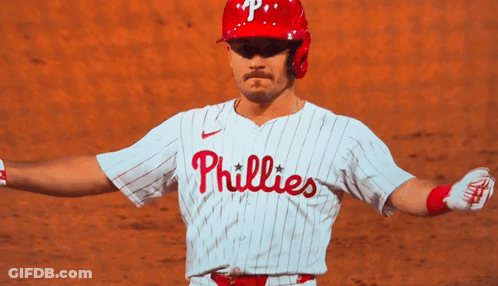 A Phillies Baseball Player Stands On The Field GIF