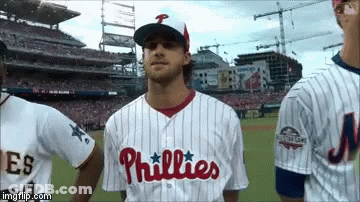 A Phillies Baseball Player Stands On The Field GIF