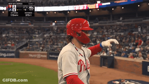 A Phillies Baseball Player Wearing A Red Helmet GIF