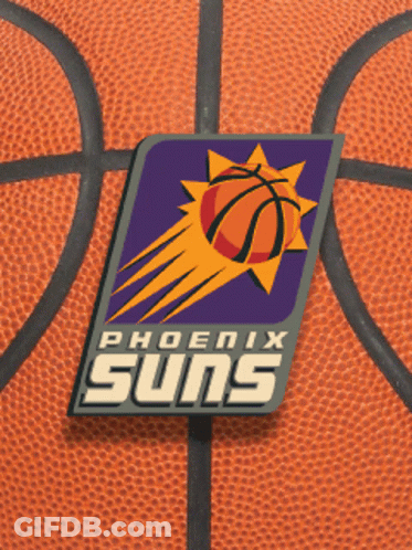 A Phoenix Suns Basketball With A Logo On It GIF