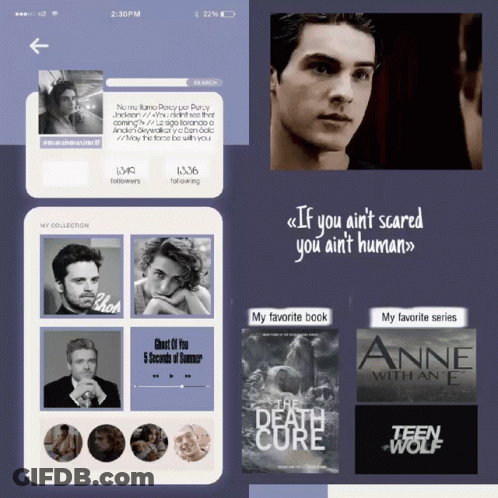A Phone Screen Displays A Collection Of Books Including The Death Cure And Teen Wolf GIF