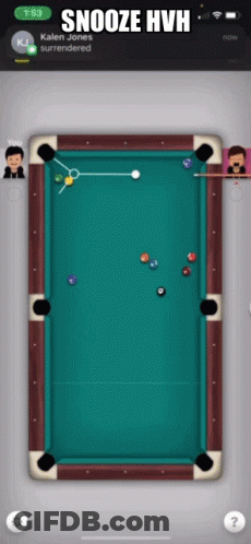 A Phone Screen Shows A Pool Game With The Words Snooze Hvh At The Top GIF