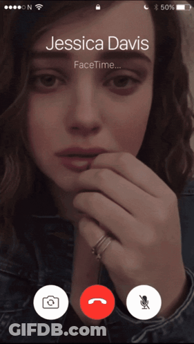A Phone Screen Shows A Woman On A Call With Jessica Davis GIF