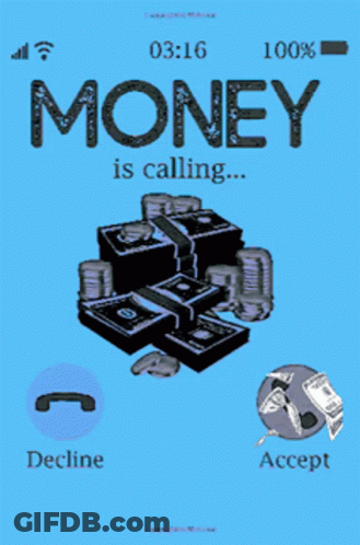 A Phone Screen That Says Money Is Calling GIF