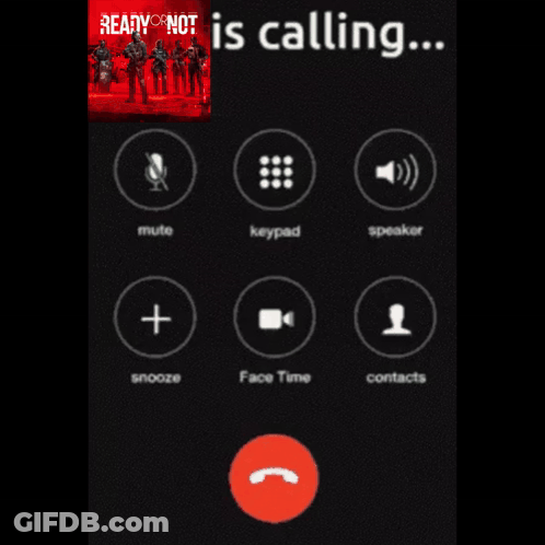 A Phone Screen With The Words Ready Or Not Is Calling On The Top GIF