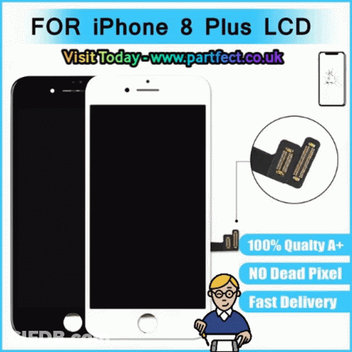 A Phone With A Broken Screen And The Words For Iphone 8 Plus Lcd On It GIF