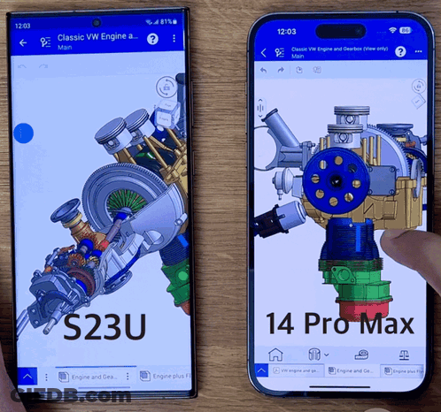 A Phone With A Drawing Of A S23u Engine On The Screen GIF