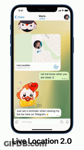 A Phone With A Live Location 2.0 App Open GIF