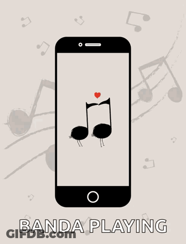 A Phone With A Music Note On The Screen And The Words Banda Playing GIF