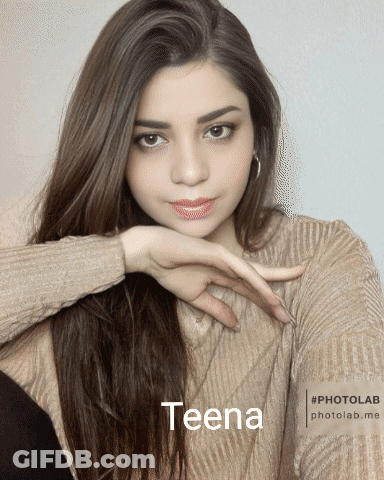 A Photo Of A Girl With The Name Teena On The Bottom GIF
