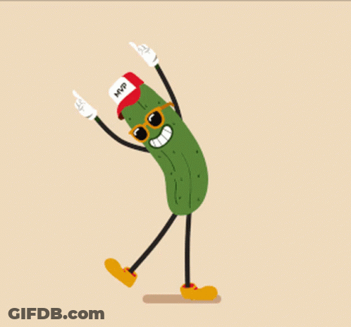 A Pickle Wearing Sunglasses And A Mvp Hat Is Dancing GIF
