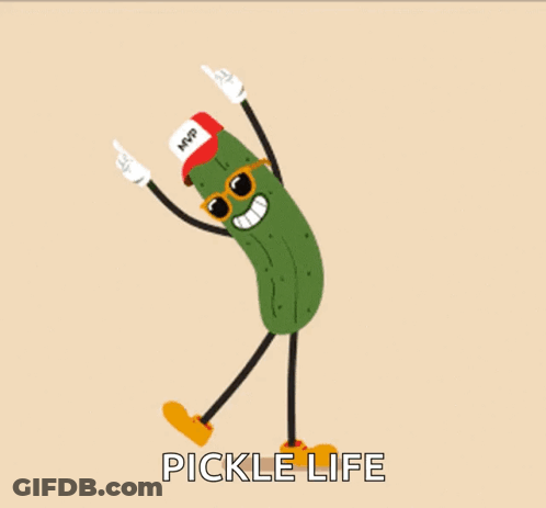 A Pickle Wearing Sunglasses And A Mvp Hat Is Giving The Middle Finger GIF