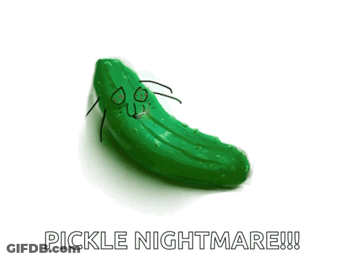 A Pickle With A Face Drawn On It And The Words Pickle Nightmare Below It GIF
