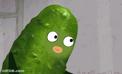 A Pickle With Big Eyes And A Yellow Nose GIF