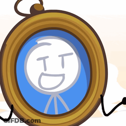A Picture Frame With A Stick Figure In It And The Letter T On His Face GIF