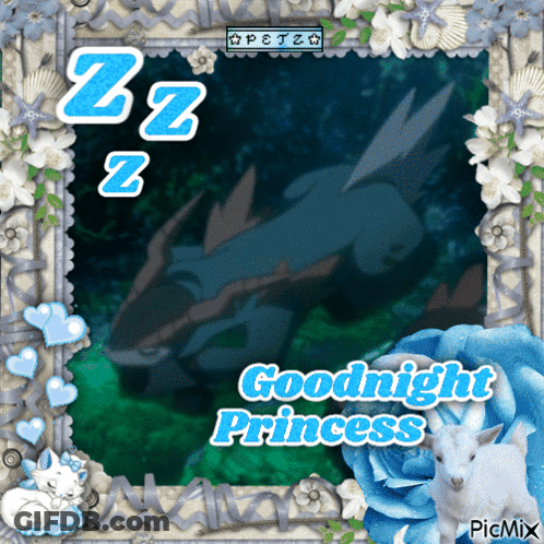 A Picture Frame With The Words Goodnight Princess Written On It GIF