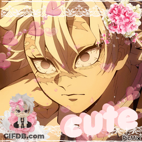 A Picture Of A Anime Character With The Word Cute Written On It GIF