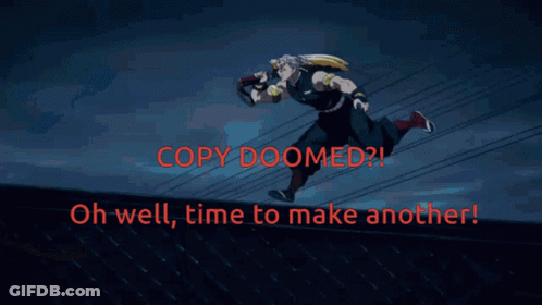 A Picture Of A Anime Character With The Words Copy Doomed GIF