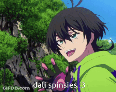 A Picture Of A Anime Character With The Words Dali Spinsies : 3 GIF