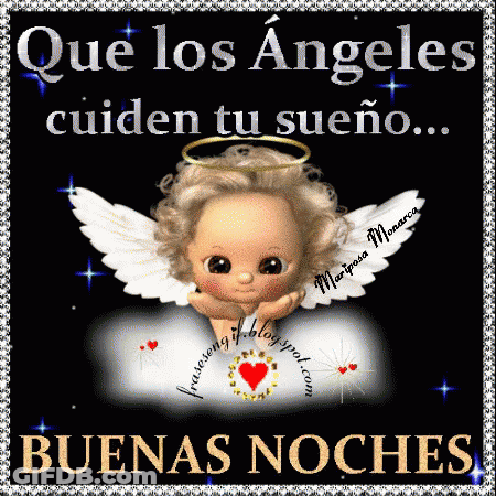 A Picture Of A Baby Angel With The Words Que Los Angeles Cuiden Tu Sueño GIF